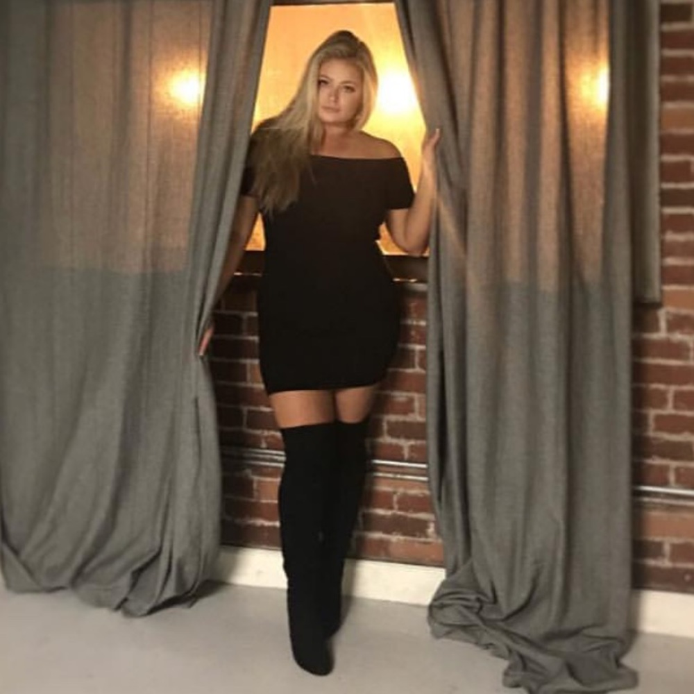 Steve Madden black thigh high heeled boots